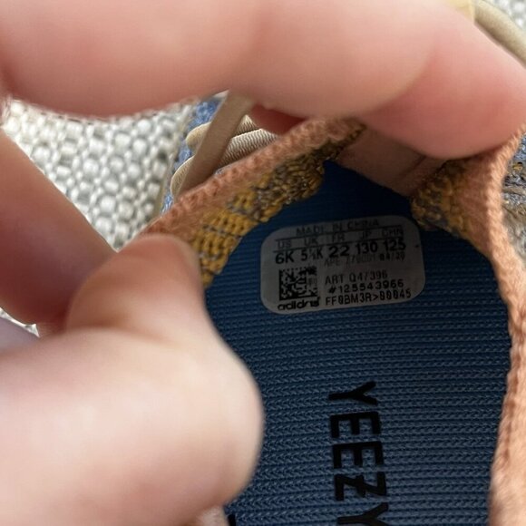Adidas Yeezy Boost 380 Infant Toddler Slip-On Elastic Lace Knit Sneaker Blue Oat - Picture 6 of 8